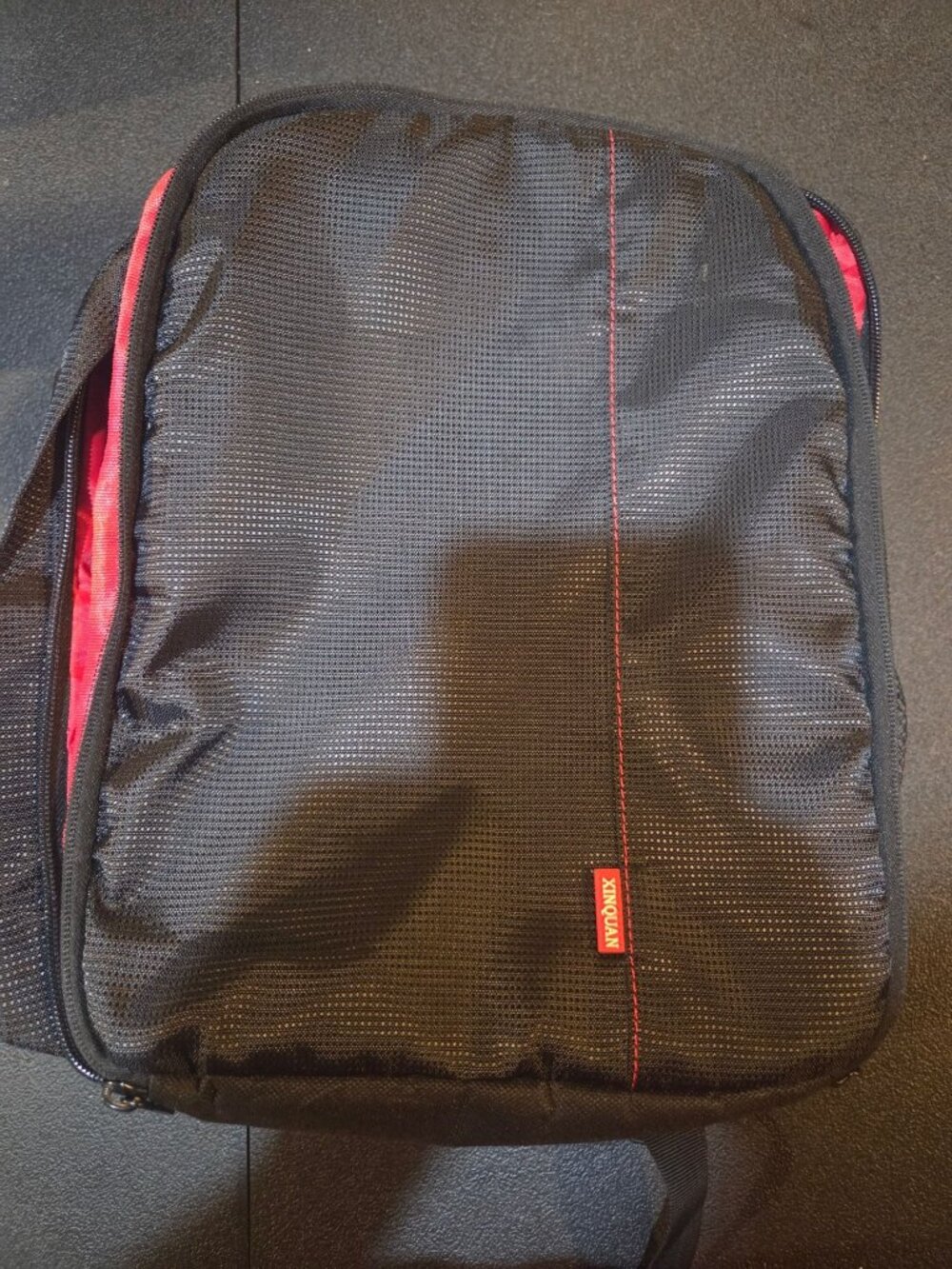 Xinquan Camera Backpack Black with Orange Padded Adjustable Dividers